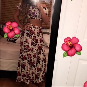 floral top and skirt set